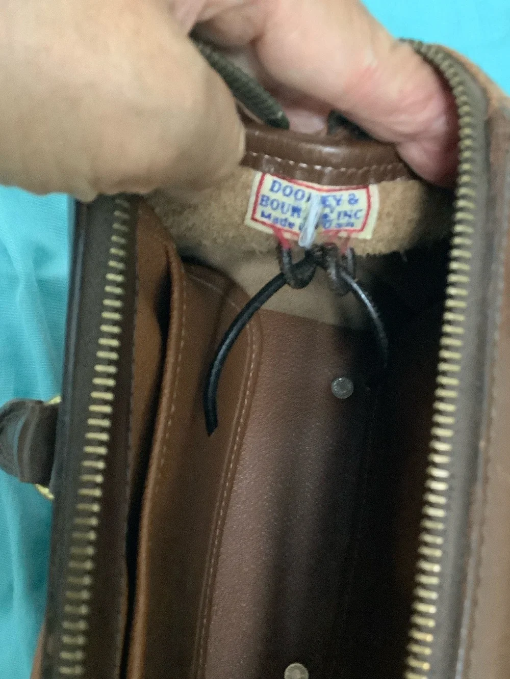 Dooney & Bourke Brown All-Weather Leather Satchel with Gold Hardware